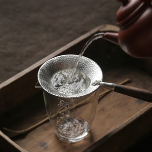 景德镇匠人纯手工纯锡锤纹茶漏
