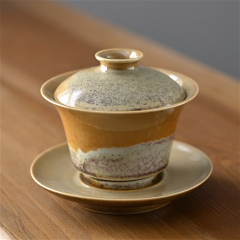 景德镇手工志野釉窑变三才盖碗190ml