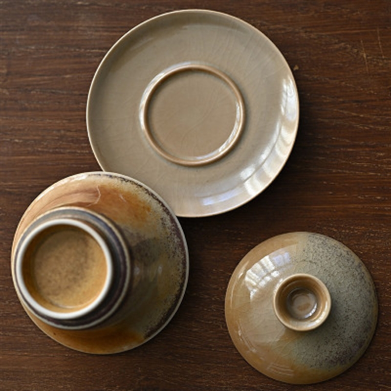 景德镇手工志野釉窑变三才盖碗190ml